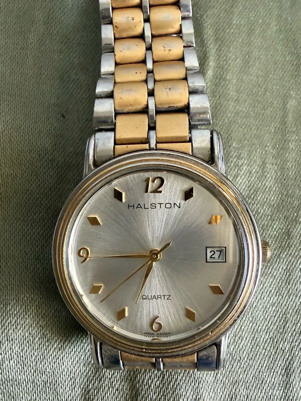 HALSTON Two-Tone Gold & Silver Quartz Watch with Date
